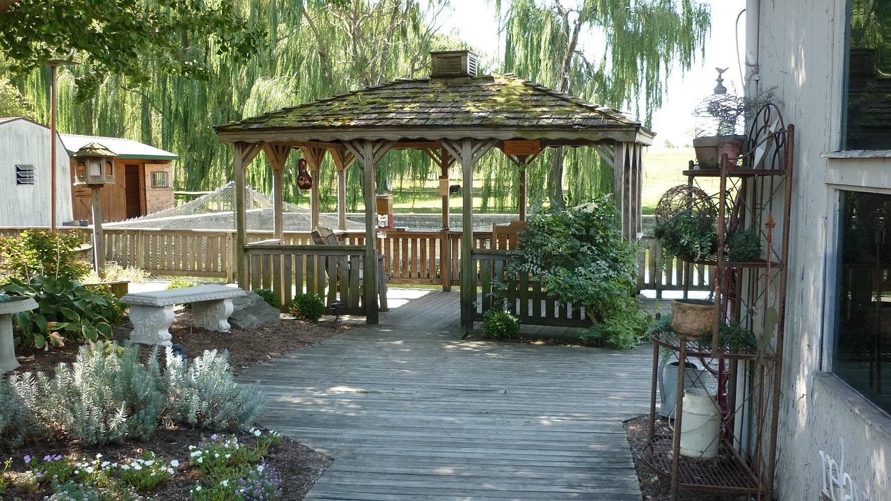 Garden gazebo and shaded patio