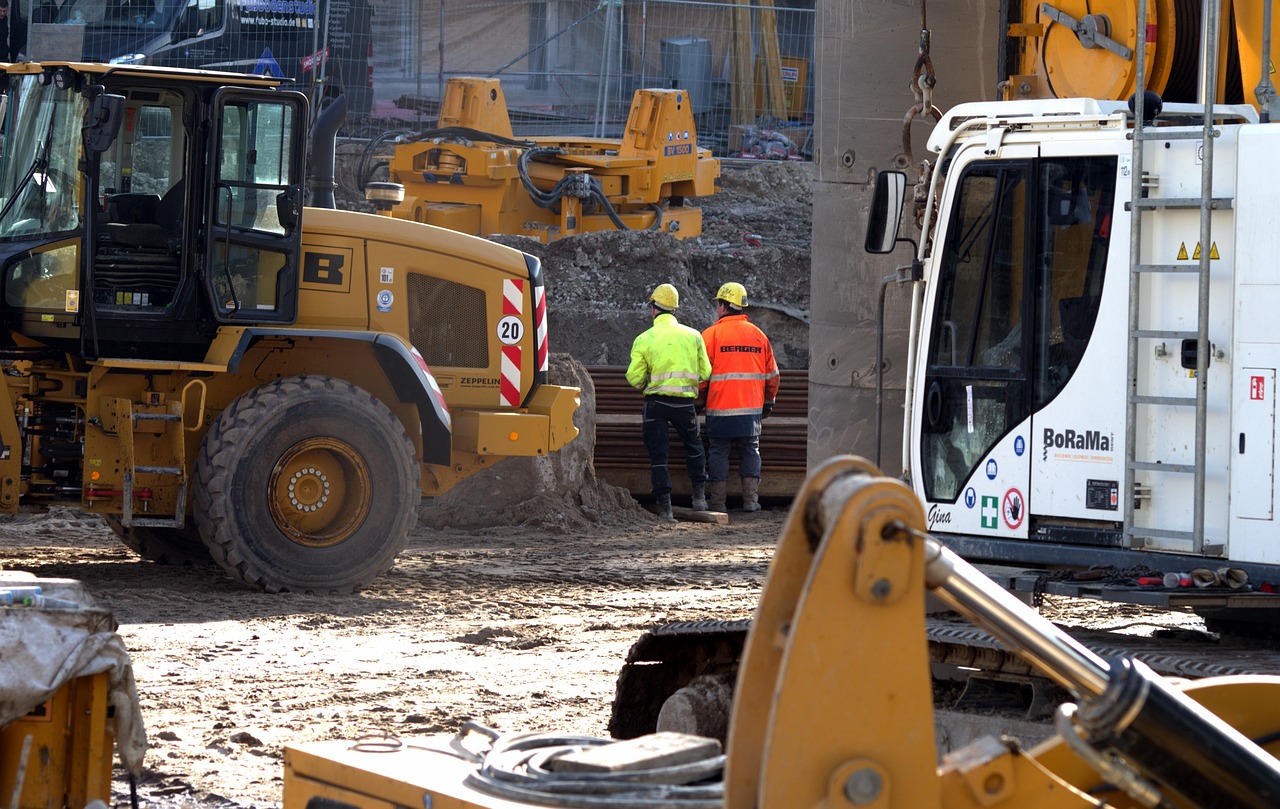 Construction crew and equipment